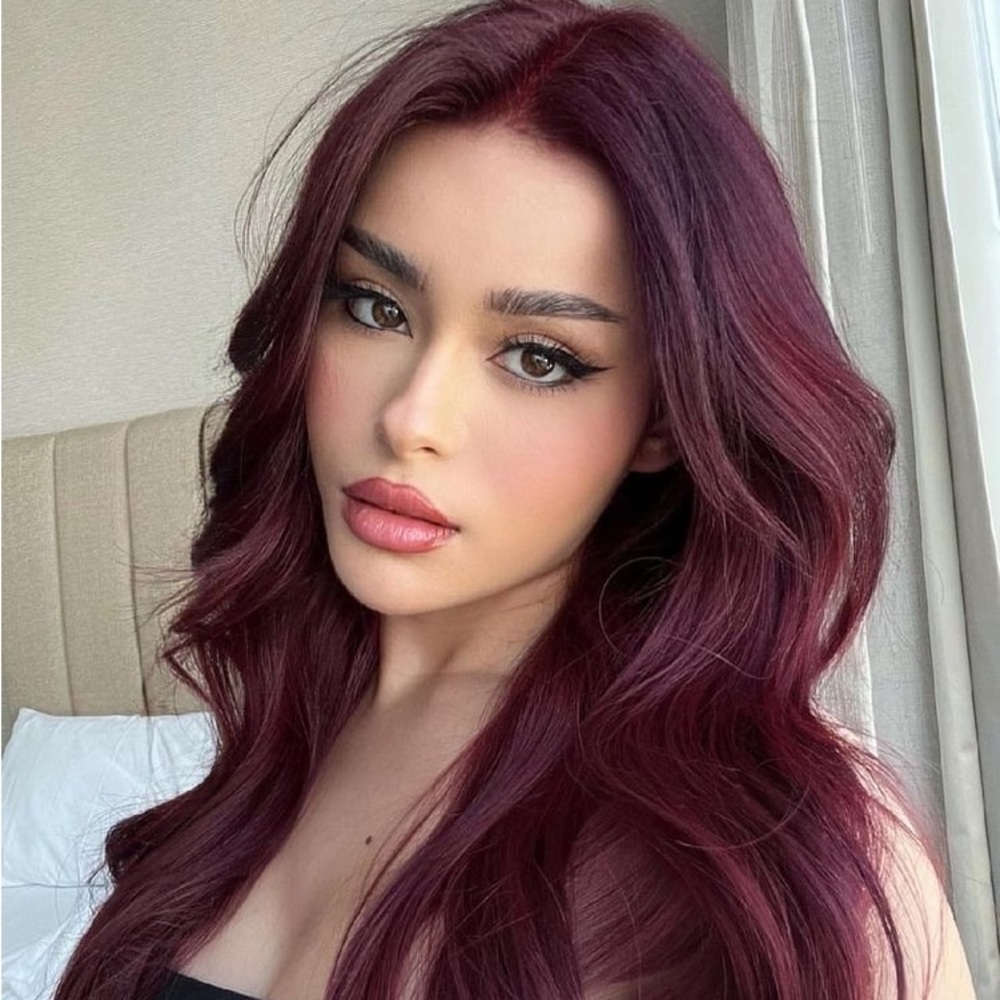 Straight U-Part Wig or Half-Wig in Burgundy red